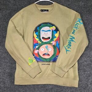 Rick and Morty Adult Swim Crewneck XL Tan Graphic Pullover‎ Cartoon Network